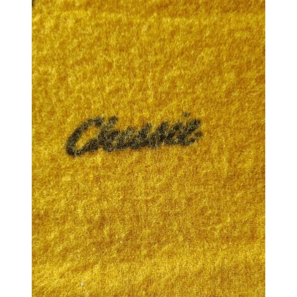 Vintage Faribo Chessie Cat C&O Railroad Wool Blanket Stadium Throw Fringe 63x56